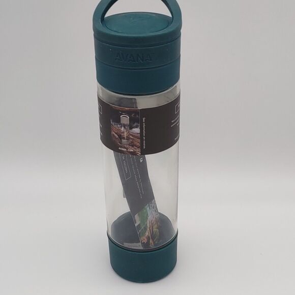 NEW Avana Makai 19 oz Deep See Green Glass Water Bottle ~ Dual Opening - Picture 3 of 7